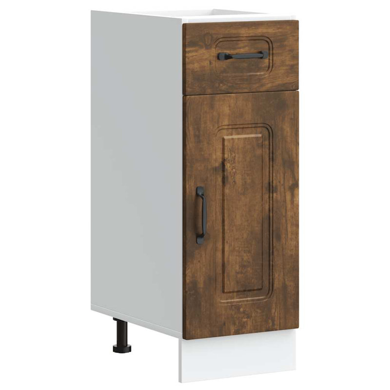 Kitchen Base Cabinet Kalmar Engineered Wood, 81.5cm H x 30cm W x 46cm D, Smoked Oak