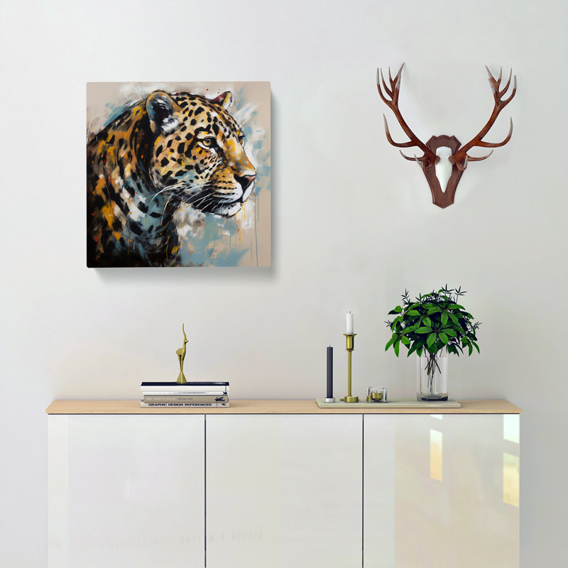 Leopard Gestural Art - Wrapped Canvas, 50cm H x 50cm W x 3cm D