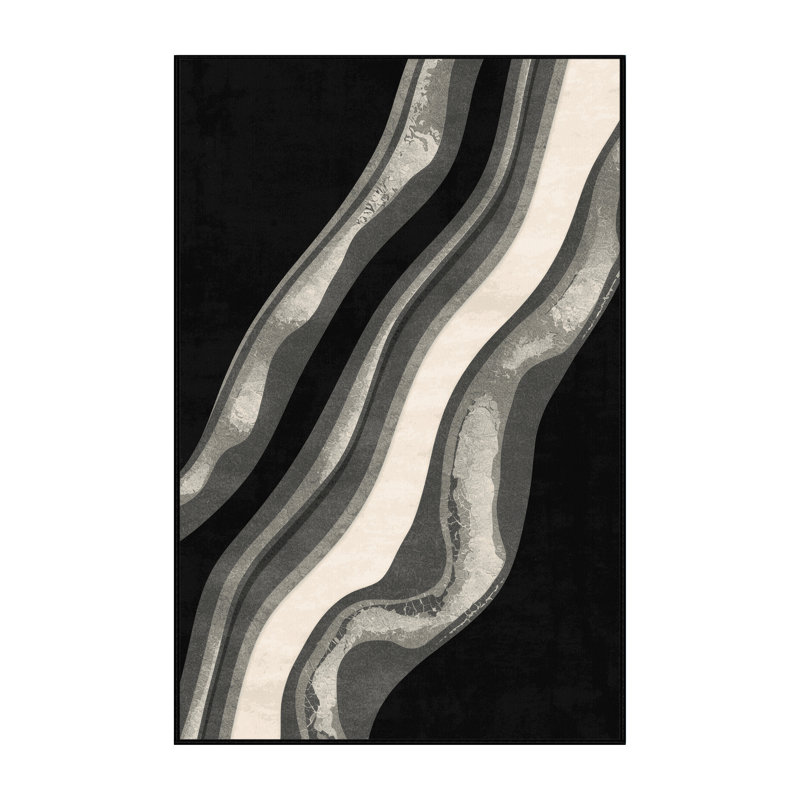 Machine Washable Bensonhurst Posh & Luxe Ombre Rug in Black – Black Binding, 6' Square