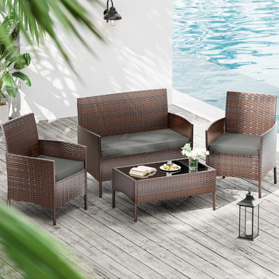 Ensemble de 3 housses de remplacement pour coussins de patio pour l'extérieur, housses de coussins de causeuse imperméables - 36 x 18 x 2,18 x 18 x 2, pour ensemble de conversation pour causeuse en rotin et osier 4 places, housse seulement