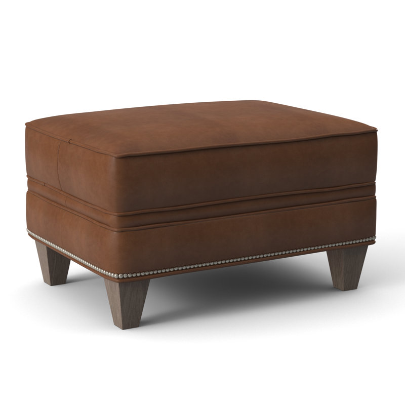 Taraval Ottoman, Rio Mineral Genuine Leather, Stone, Pewter