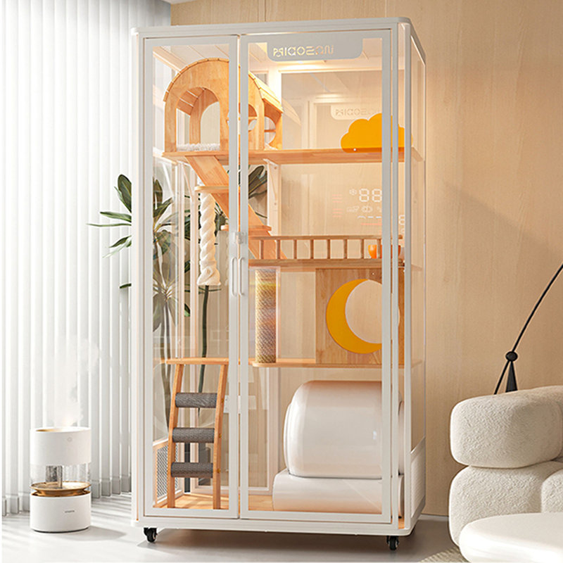 Spacious Cat House with Double Doors, Compatible with Automatic Litter Boxes