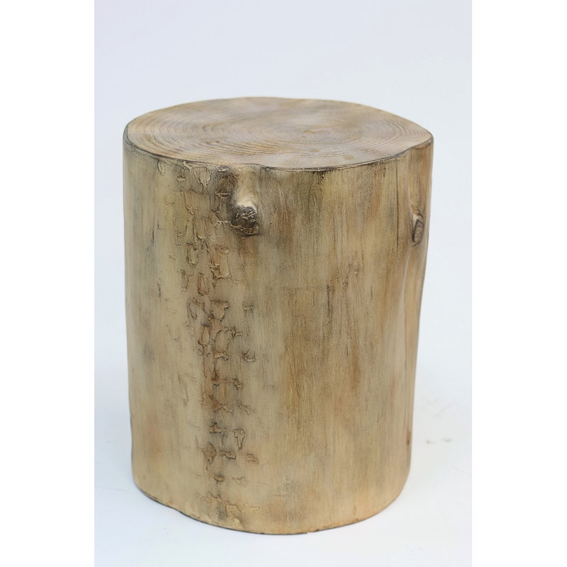 Table d'appoint d'extérieur 14,25 pouces MGO, souche de bois peinte à la main