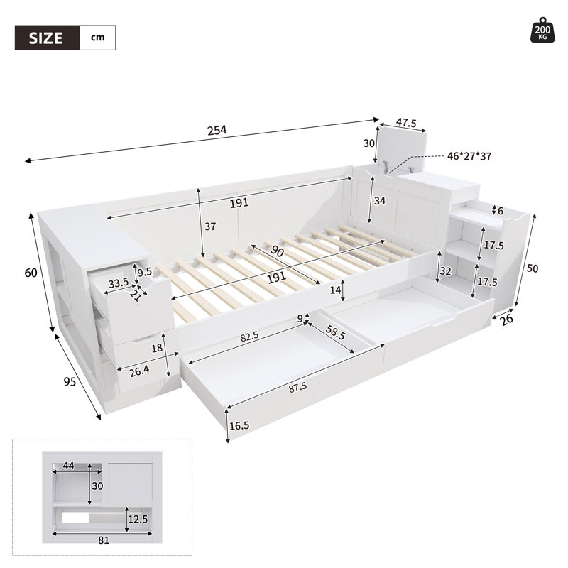 Daybed, Single (3')