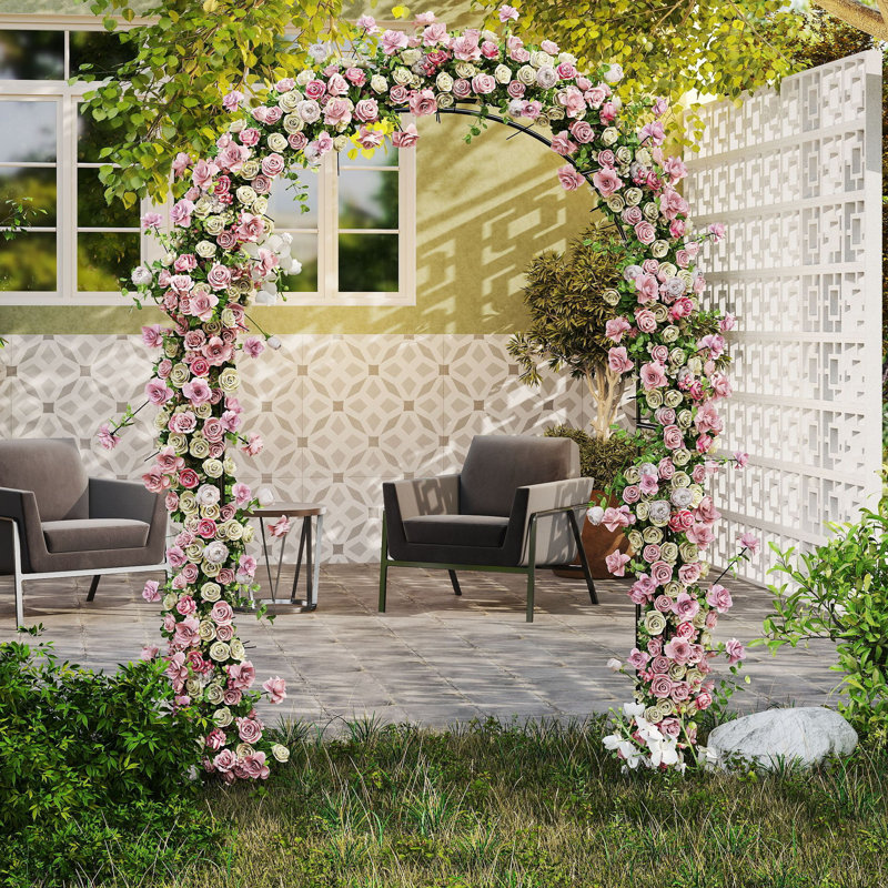 Garden Arch Metal 2.4x1.6M Trellis Support Frame Gate Archway with Sturdy Base Arched Plant Stand for Climbing Plants, Roses, Vegetables, Wedding Decoration