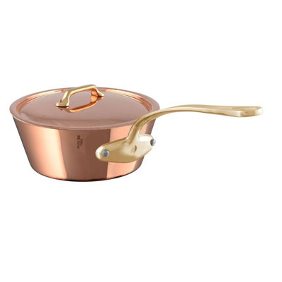 Mauviel 1830 M'heritage 200 B Splayed Saute Pan With Lid, Brass Handle, 3.6-Qt
