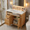 Meuble-lavabo de salle de bain avec lavabo, tiroir rabattable, 3 tiroirs et 2 portes à fermeture en douceur