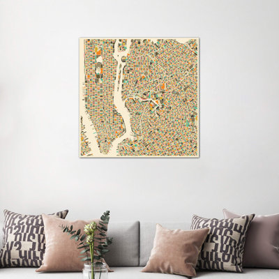 Abstract City Map Of New York City by Jazzberry Blue - Wrapped Canvas Print