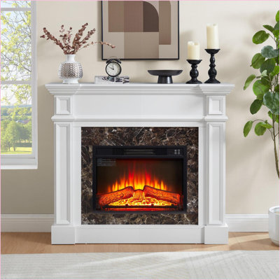 Chaufferette de cheminée électrique | Flamme 3D réaliste, télécommande | Cerisier traditionnel | Bois aggloméré + PB | L 45,7 po x P 11,8 po x H 40 po