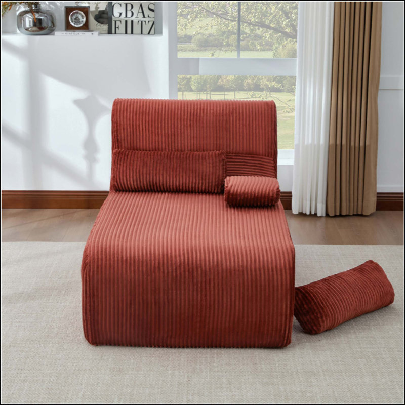 Canapé moderne sans méridienne 34,2 po, Velours côtelé rouge