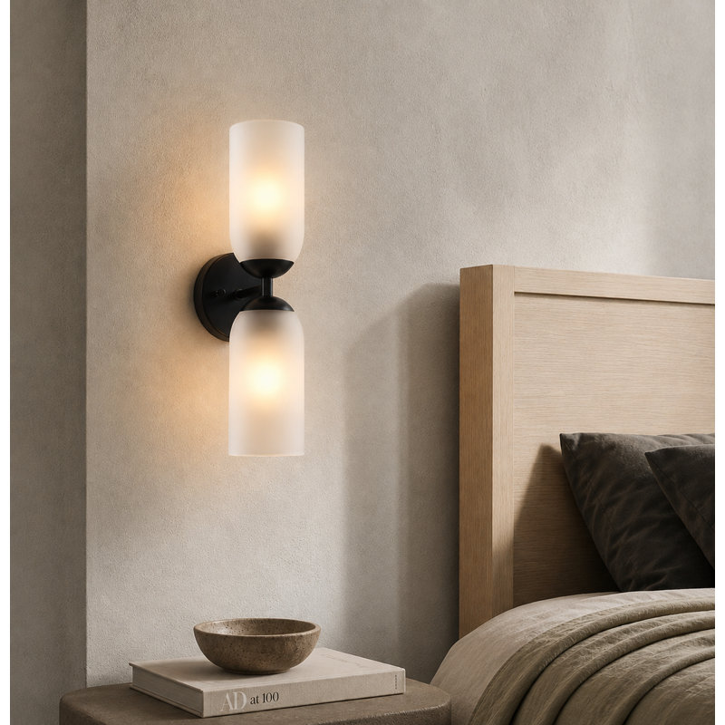 2-Light Dimmable Armed Sconce, Black