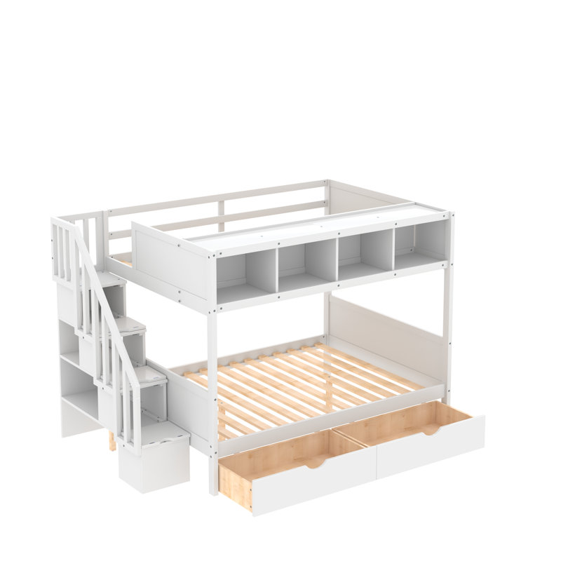 Gissette Kids Twin Over Full Bunk Bed with Drawers, White