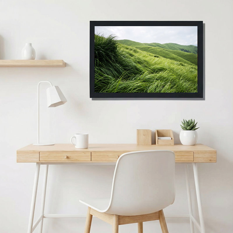 «Green Rolling Hills And Tall Windblown Grass Field», art mural sur toile, 20"H x 30"W
