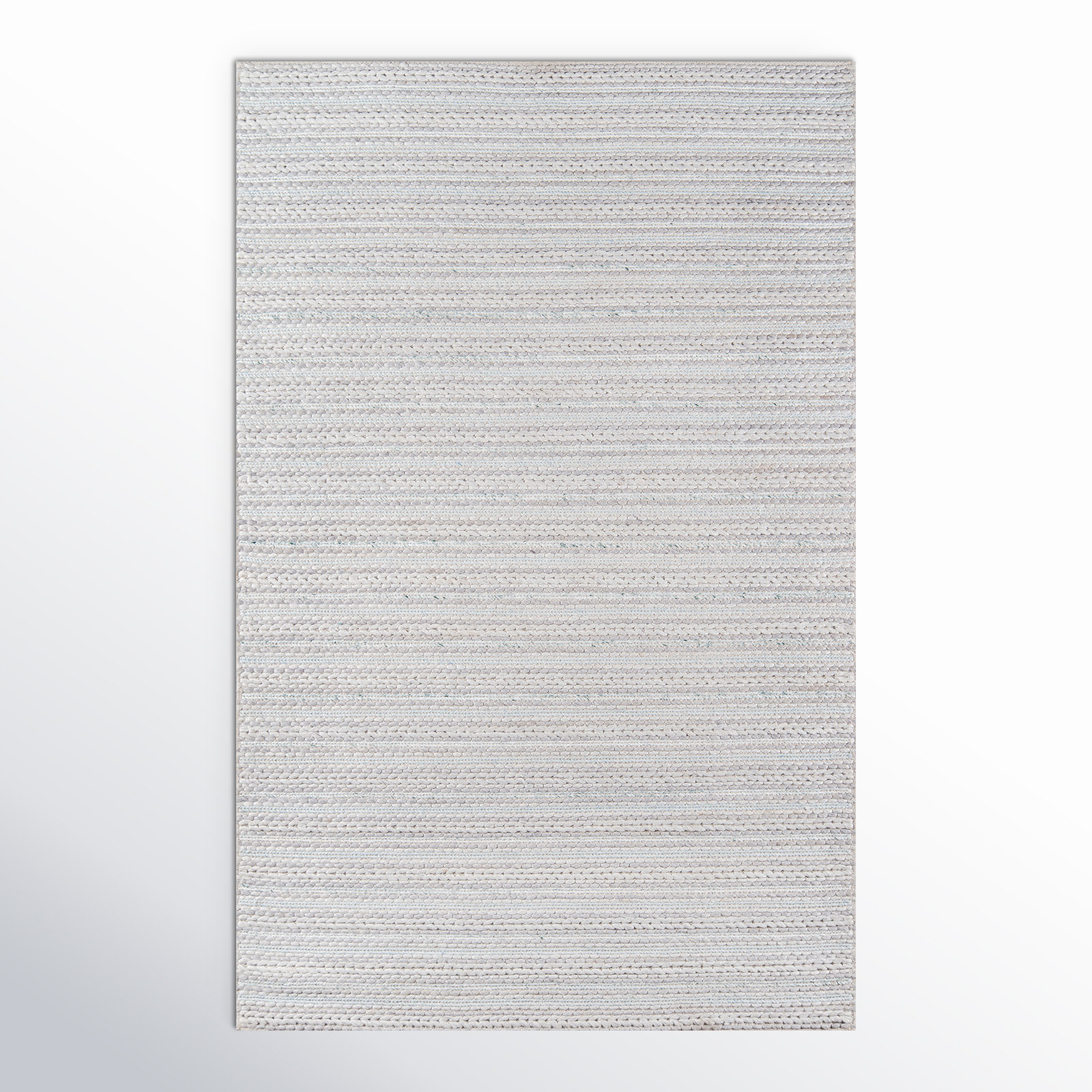 Kells Light Gray Light Blue Hand-Woven Striped Rug, Rectangle 3' x 5'