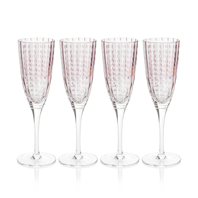 Elegant Purple Glass Champagne Flute Set of 4