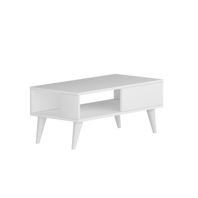 Modern White Coffee Table, 100% Melamine Coated Particle Board, Thickness: 0.7 inches | Scandinavian Design, Elegant Solid Color, Perfect for Living Room & Contemporary Spaces
