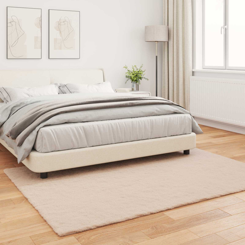  Faux Rabbit Fur Rug Olite Polyester, Rectangle 140 x 200 cm, Taupe