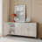 Champagne Silver 4 Door Server Cabinet - , Spacious, For Entryway Storage In Stable, Adjustable Shelves, Kitchen-1473586583