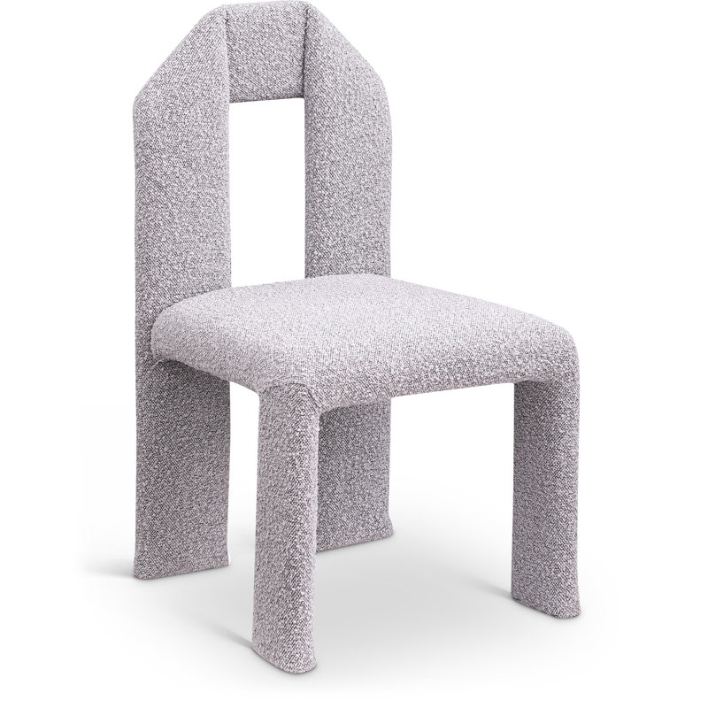 Chaise rembourrée Bennett, Tissu taupe bouclé