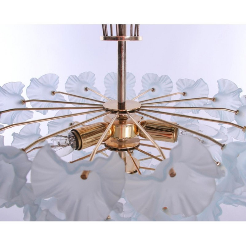Murana 16 - Light Tiered Chandelier, Moulted Brass, 50" H x 48" W x 48" D, White/Light Pink