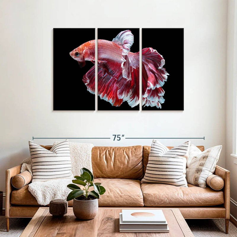 Brampt Red And White Betta Fish, 36" H x 57" W