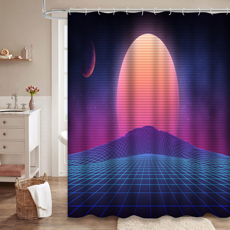 Rideau de douche Futuristic Retro Landscape, L 72 po x l 78 po