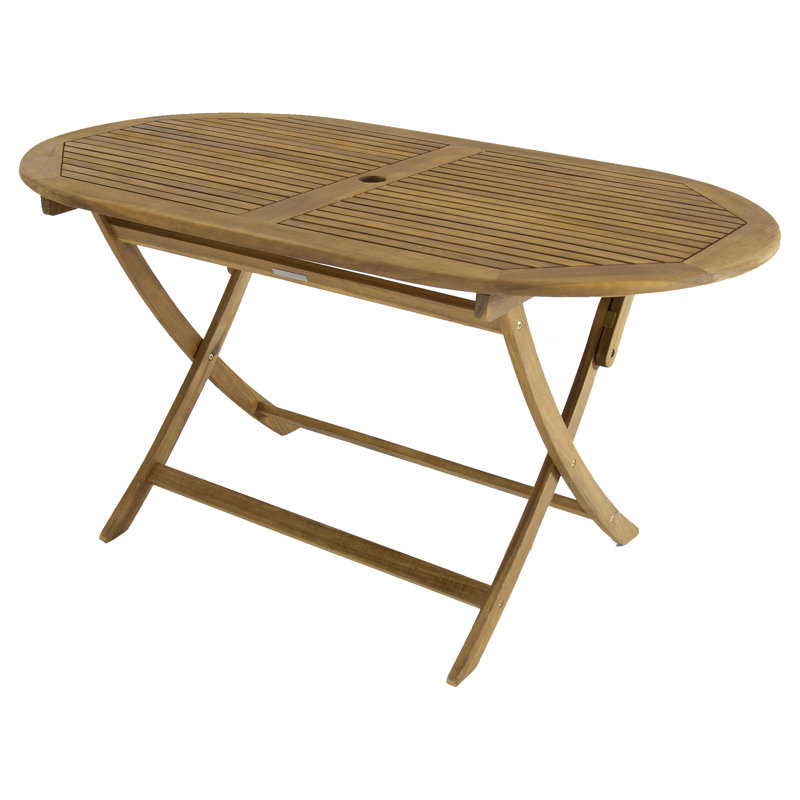 Oval Wooden Folding Outdoor Dining Table