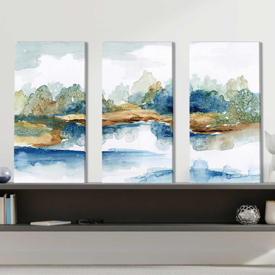 «Blue Serenity», reproduction sur toile 3 pièces