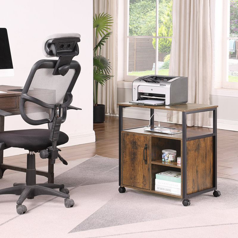 Classeur pour bureau personnel avec prise intégrée, espaces de rangement de format A4 et lettre, côtés en métal robuste, installation facile, bureau à dossiers rustiques, compartiments, stabilité du cadre, rapide