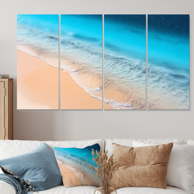 Tropical Beach, vue aérienne des vagues IV - plage et océan, ensemble 4 pièces d'art mural