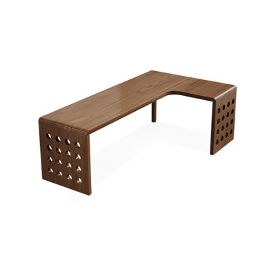 Bureaux rectangulaires en bois massif en forme de L