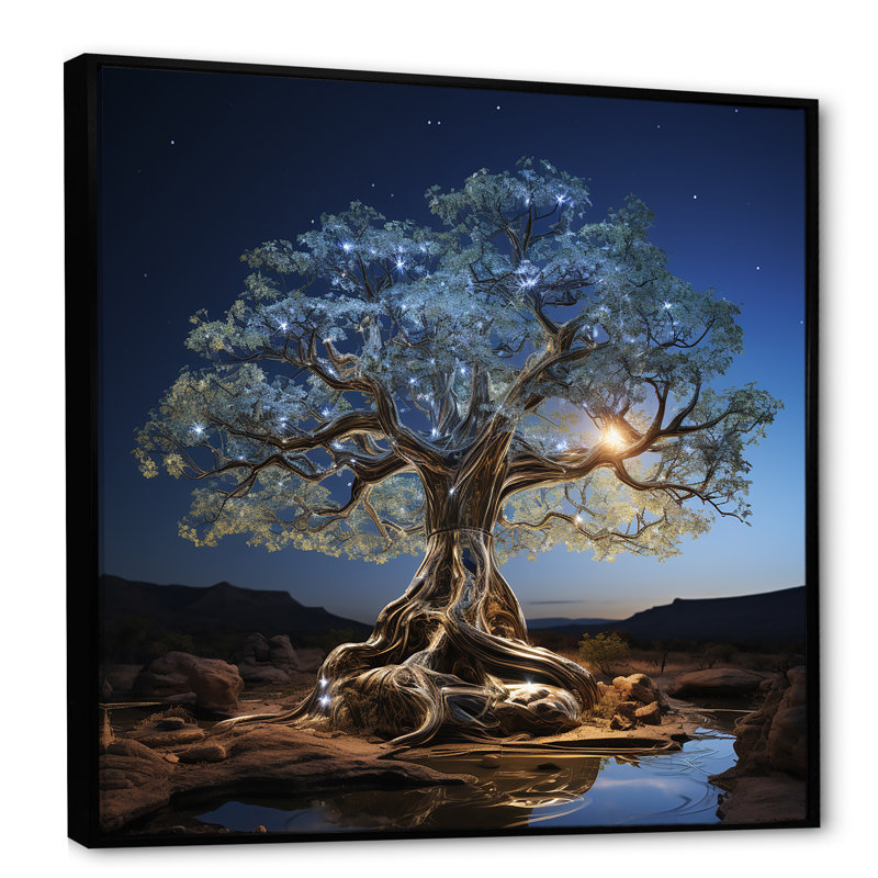 Baobab céleste photo I encadrée sur toile, H 30 po x l 30 po x P 1 po, Cadre flottant noir