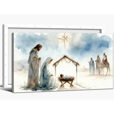 Grande décoration de toile de crèche de Noël, "Manger de Jésus et étoile", affiche de Marie et Joseph Christian
