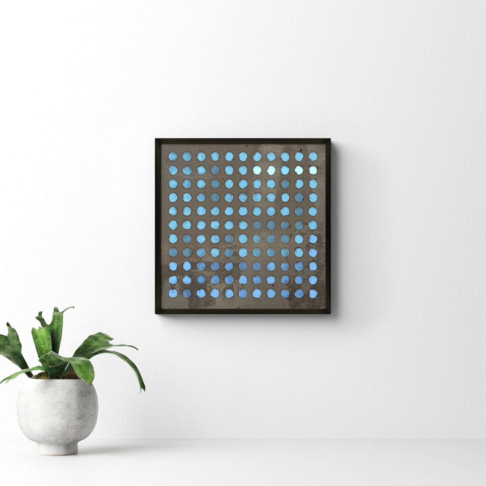 Squared Circles 5 by Jacques Pilon, 16" H x 16" W x 1.25" D, Black