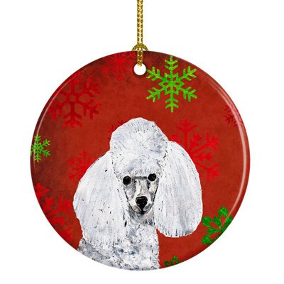 Ornement de figurine suspendu en céramique pour jouets caniche flocons