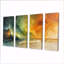 «Green and Orange Tachisme Landscape III - Tachisme», ensemble d'art sur toile-449278453