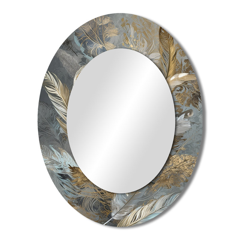 Miroir décoratif floral ovale sur métal doré, 43 po x 33 po