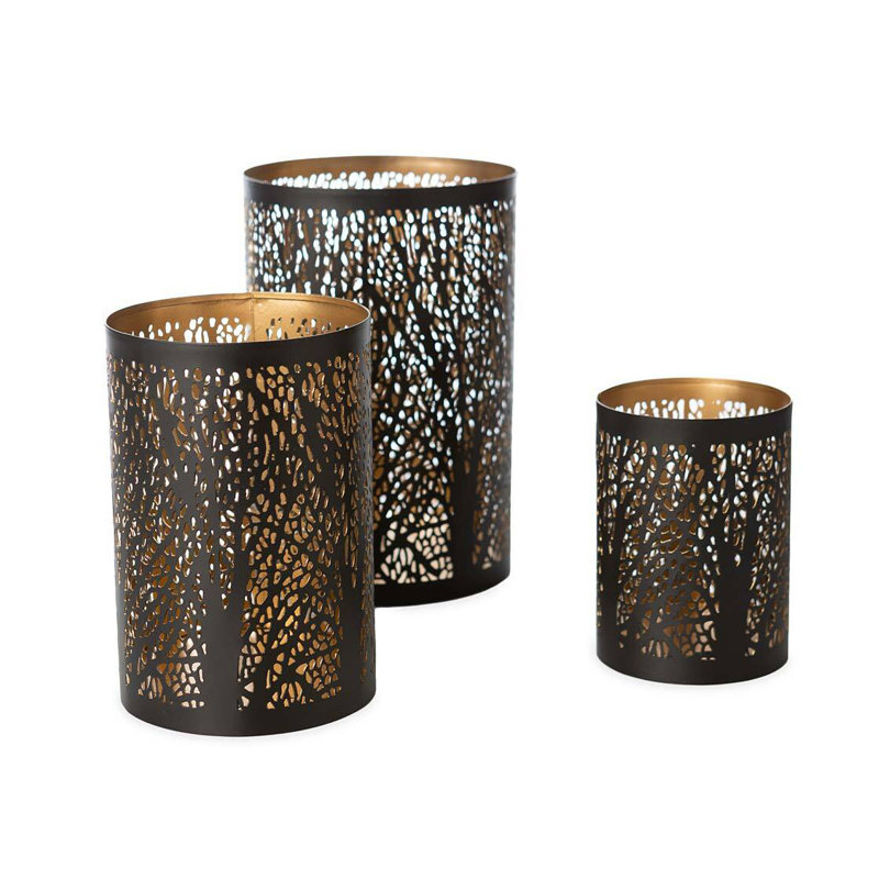 Ensemble de lanternes de table en métal 3 pièces