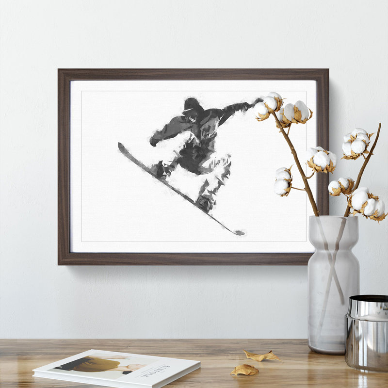 The Snowboarder - Picture Frame Painting Print, 33cm H x 45cm W x 2cm D, Walnut Framed