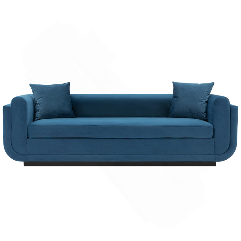 Canapé 91 po en velours bleu saphir
