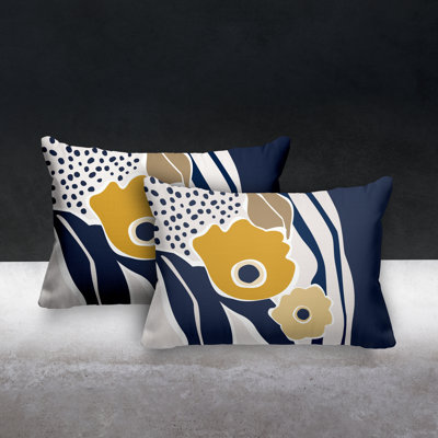 Polyester Lumbar Rectangular Indoor/Outdoor Pillow Cover & Insert