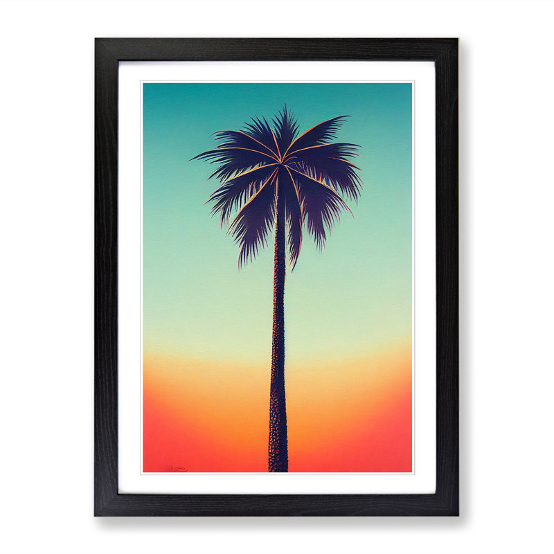 Palm Tree Vol.5 - Single Picture Frame Painting, 64cm H x 46cm W x 2cm D, Black