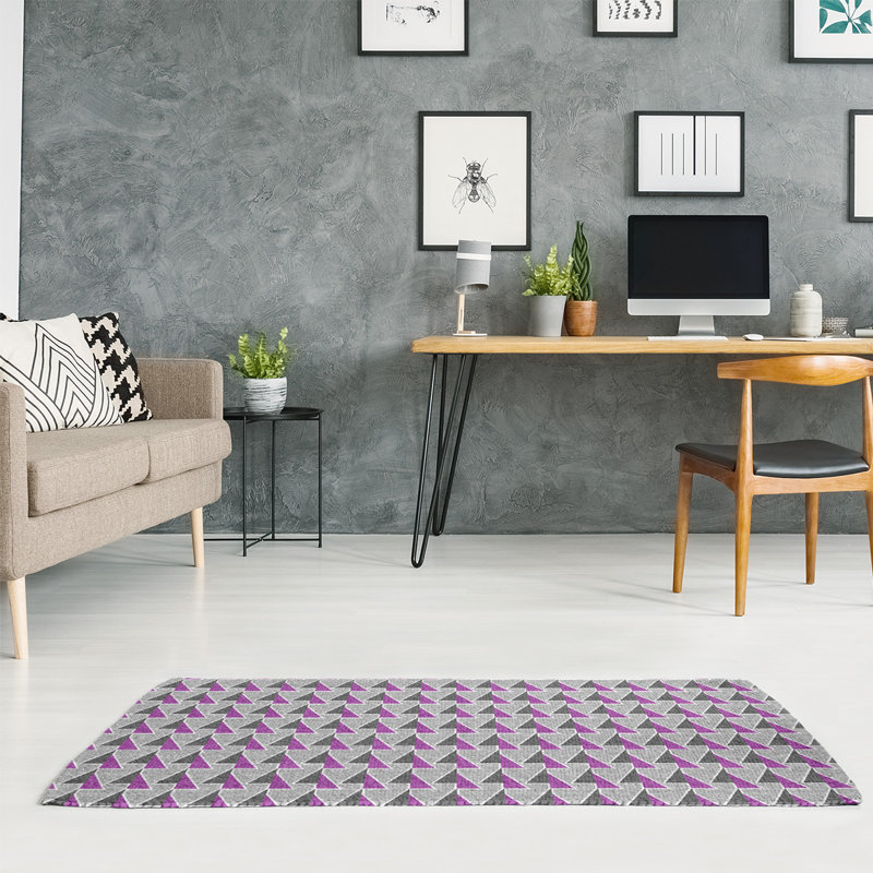 Tapis mauve/gris avec flèches décalées, Rectangle 4 pi x 6 pi