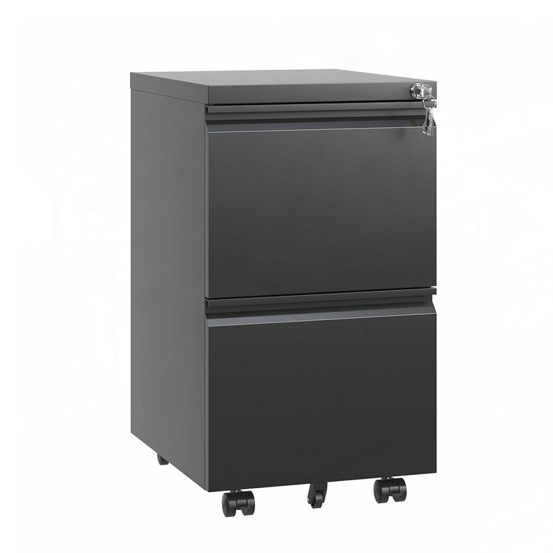 2 Drawer Metal Mobile File Cabinet with Lock, Rolling for Legal Letter A4, Fully Assembled Except Wheels
