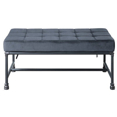 Grey Bedroom Bench With Industrial Appeal And Durability Metal Frame
