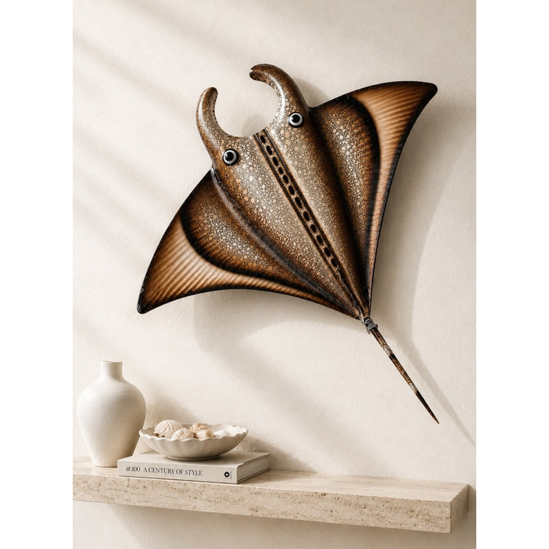 Sculpture murale en métal fabriquée à la main pour salle de bain côtière, vestibule ou salon - 24 po x 21 po