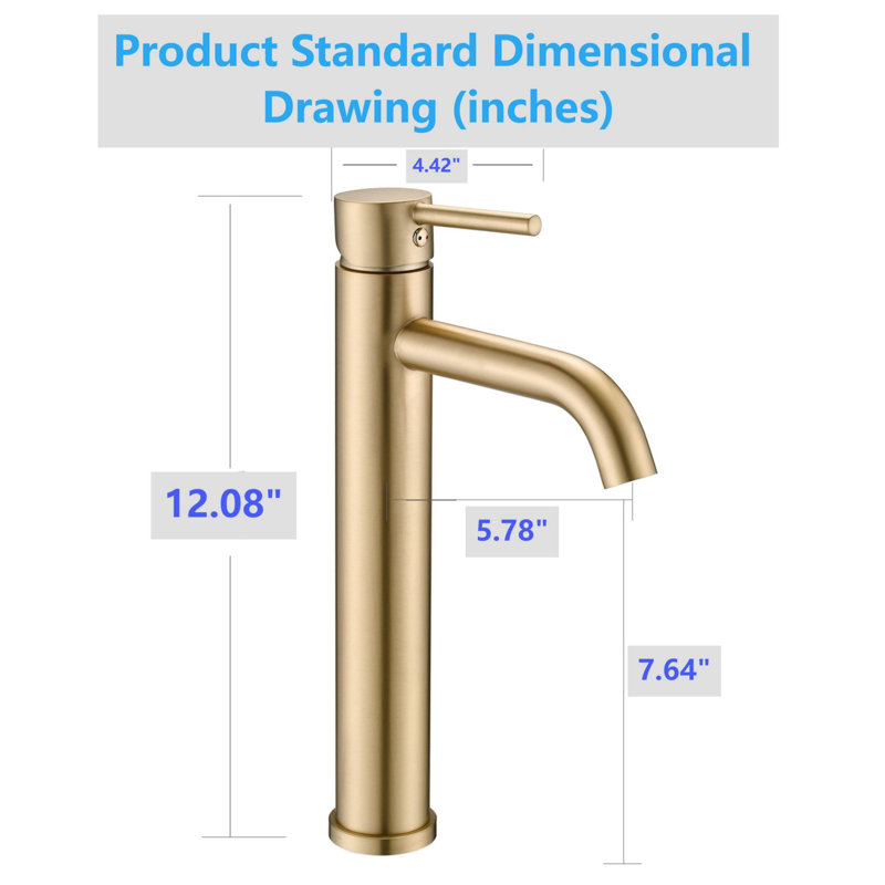 Single Handle Bathroom Modern Tall Faucets, Brushed Gold