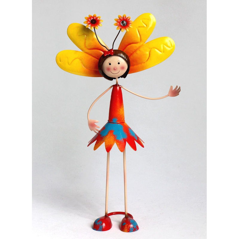 Happy Fairy With Wings Garden Sculpture