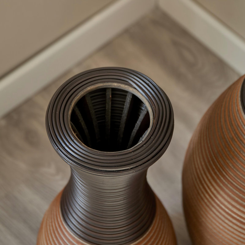 Set of 3  Floor Vases Rattan Style for Living Room Bedroom Entryway Decor