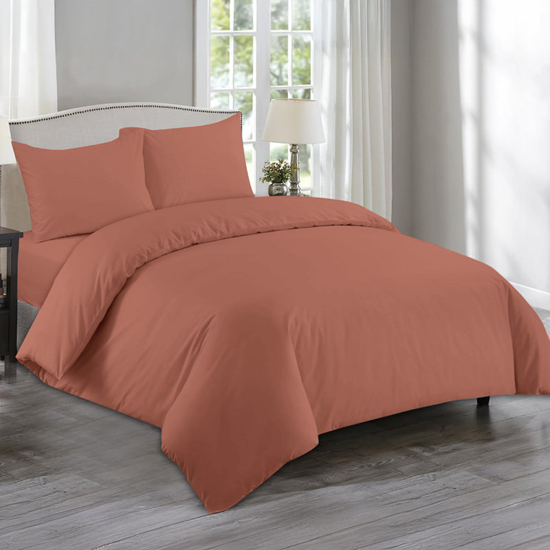 Microfiber No Pattern Duvet Cover Set with Pillowcases Included, Single Duvet Cover + 2 Standard Pillowcases, Peach